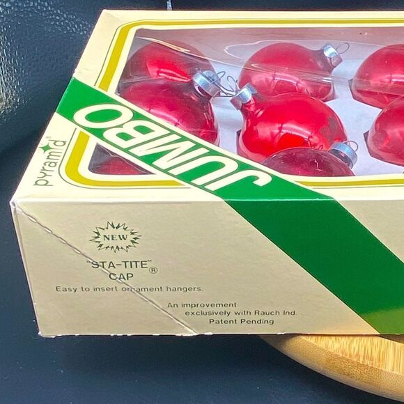 Pyramid jumbo glass vintage Christmas tree ornaments in a box of 15 - Picture 5 of 10